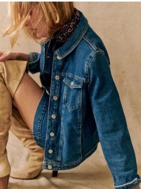 Sezane Wilfrield Jacket Bleu Denim Large Blue Jean Classic 100% Cotton